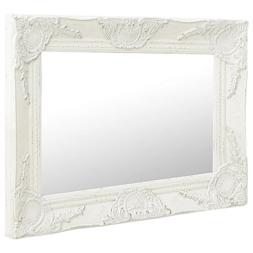 Wall Mirror Baroque Style 50x40 cm White