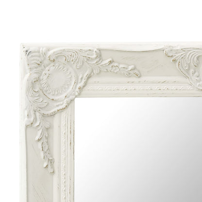 Wall Mirror Baroque Style 50x40 cm White