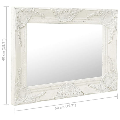 Wall Mirror Baroque Style 50x40 cm White