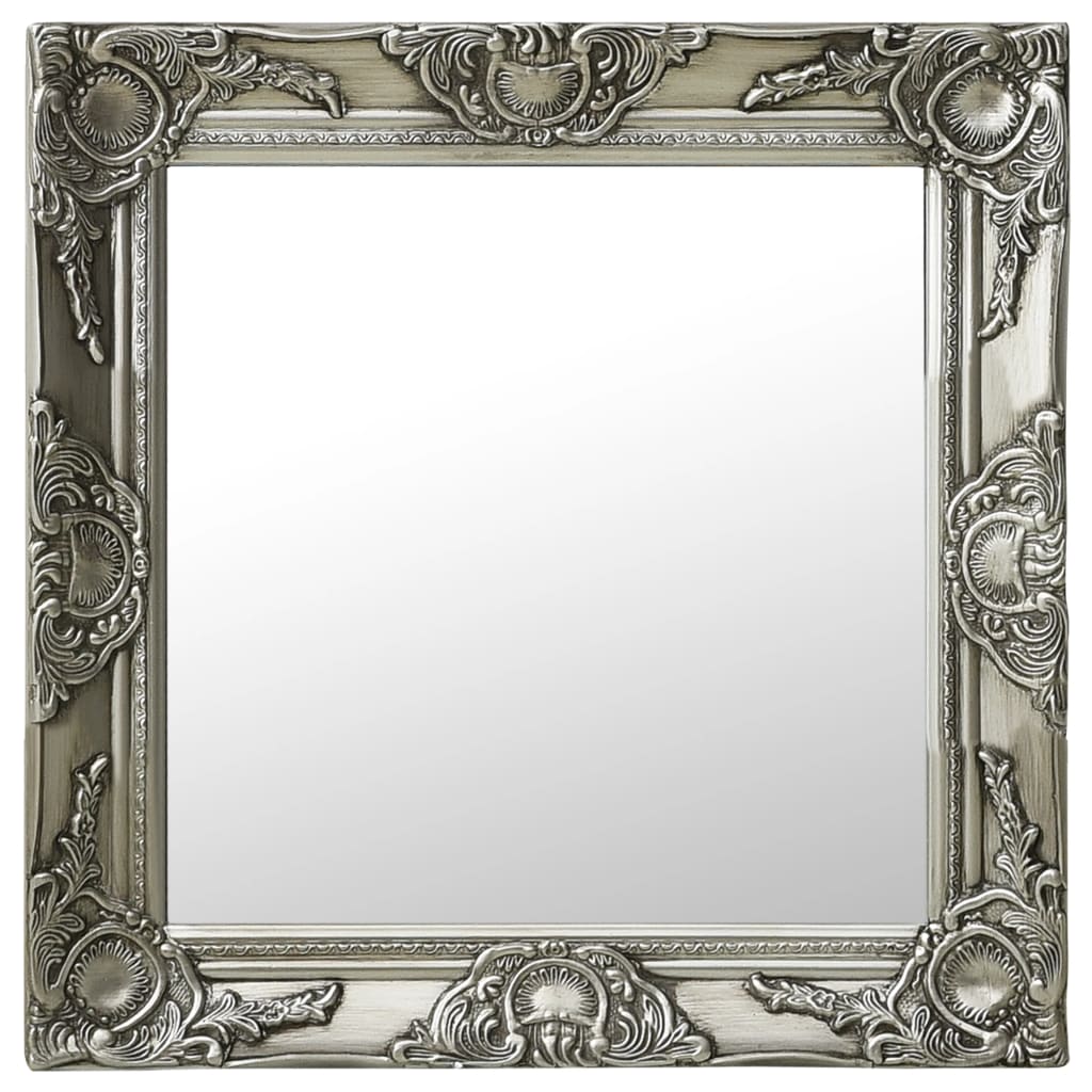 Wall Mirror Baroque Style 50x50 cm Silver