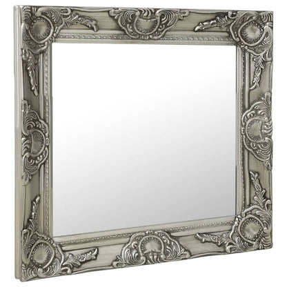 Wall Mirror Baroque Style 50x50 cm Silver