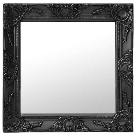 Wall Mirror | Black | Wood, Glass, Engineered Wood | 50x50 cm