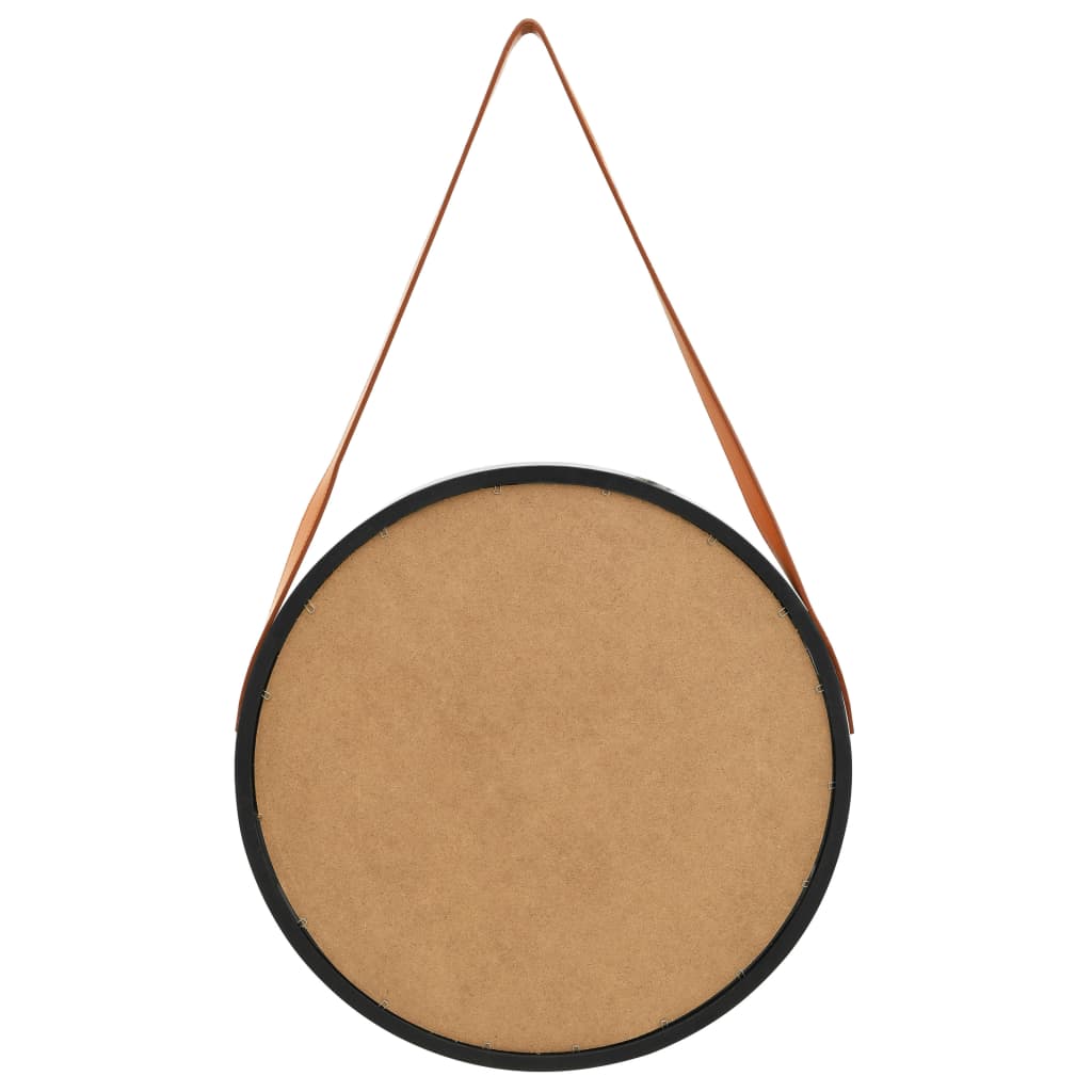 Wall Mirror with Strap 50 cm Black