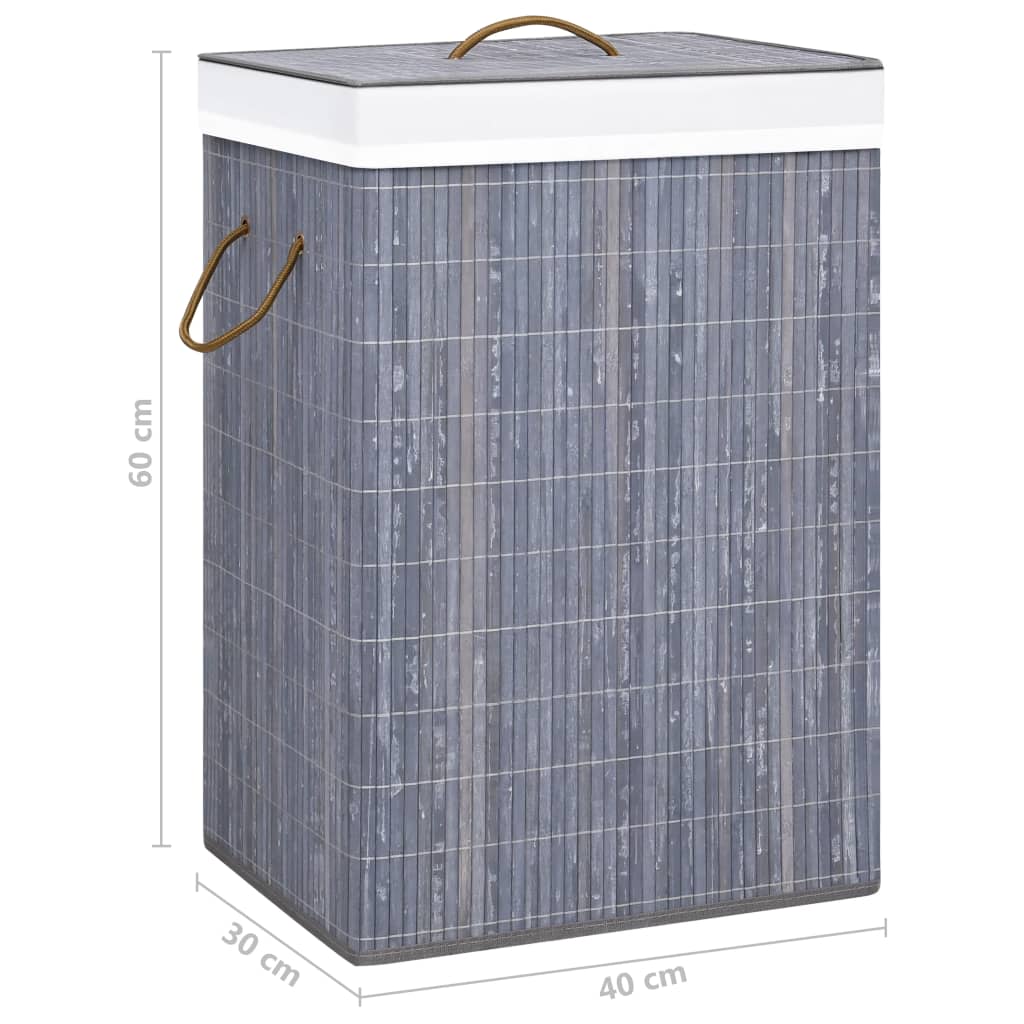 Bamboo Laundry Basket Grey 72 L