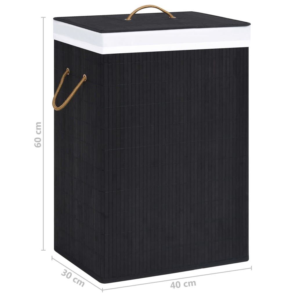 Bamboo Laundry Basket Black 72 L