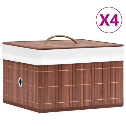 Bamboo Storage Boxes 4 pcs Brown