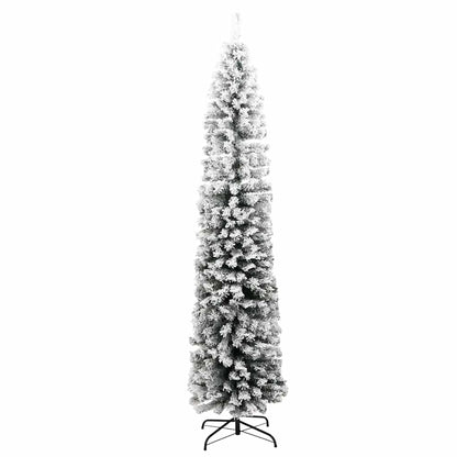 Fake Xmas Tree | Green with White Snow Flocking | PVC, Steel | Slim