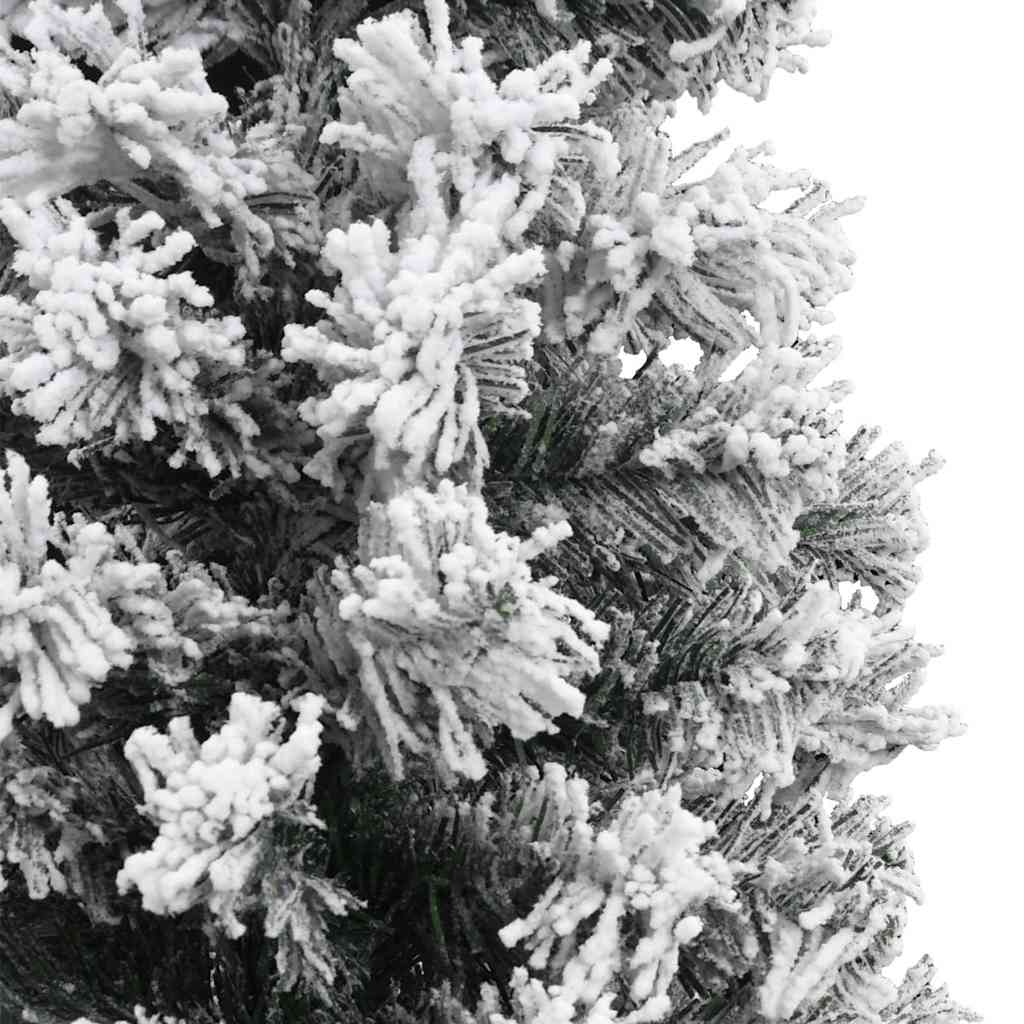 Fake Xmas Tree | Green with White Snow Flocking | PVC, Steel | Slim