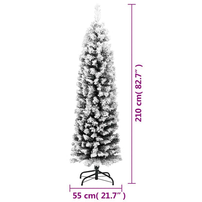 Fake Xmas Tree | Green with White Snow Flocking | PVC, Steel | Slim