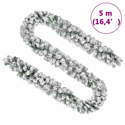 Christmas Garland | Green with white snow flocking | PVC | 5 m length
