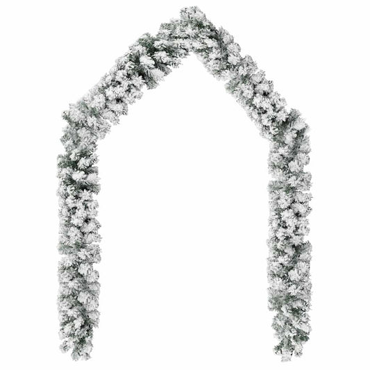 Christmas Garland with Flocked Snow Green 10 m PVC
