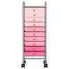 10-Drawer Mobile Storage Trolley Ombre Pink Plastic