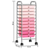 10-Drawer Mobile Storage Trolley Ombre Pink Plastic