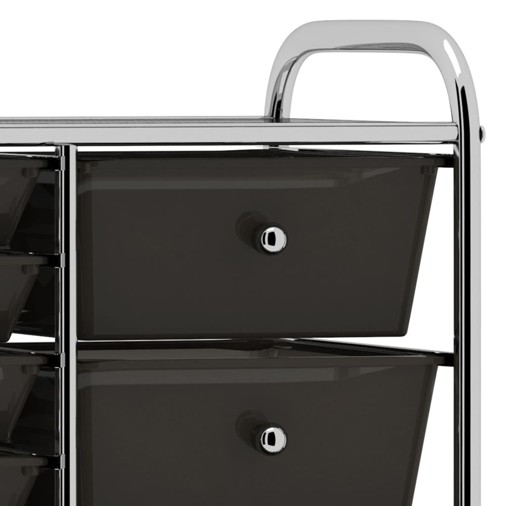 XXL 15-Drawer Mobile Storage Trolley Black Plastic