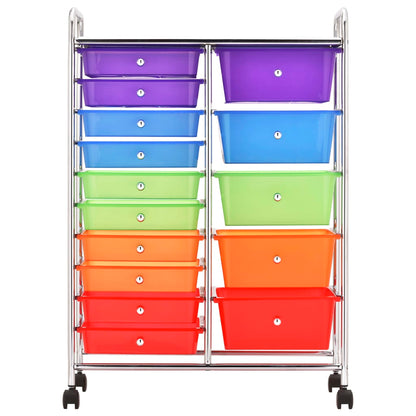 XXL 15-Drawer Mobile Storage Trolley Multicolour Plastic