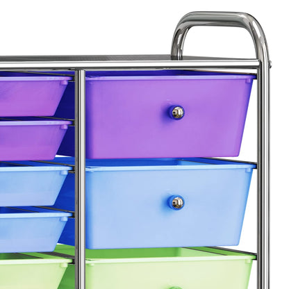 XXL 15-Drawer Mobile Storage Trolley Multicolour Plastic