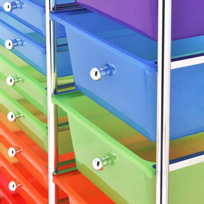 XXL 15-Drawer Mobile Storage Trolley Multicolour Plastic