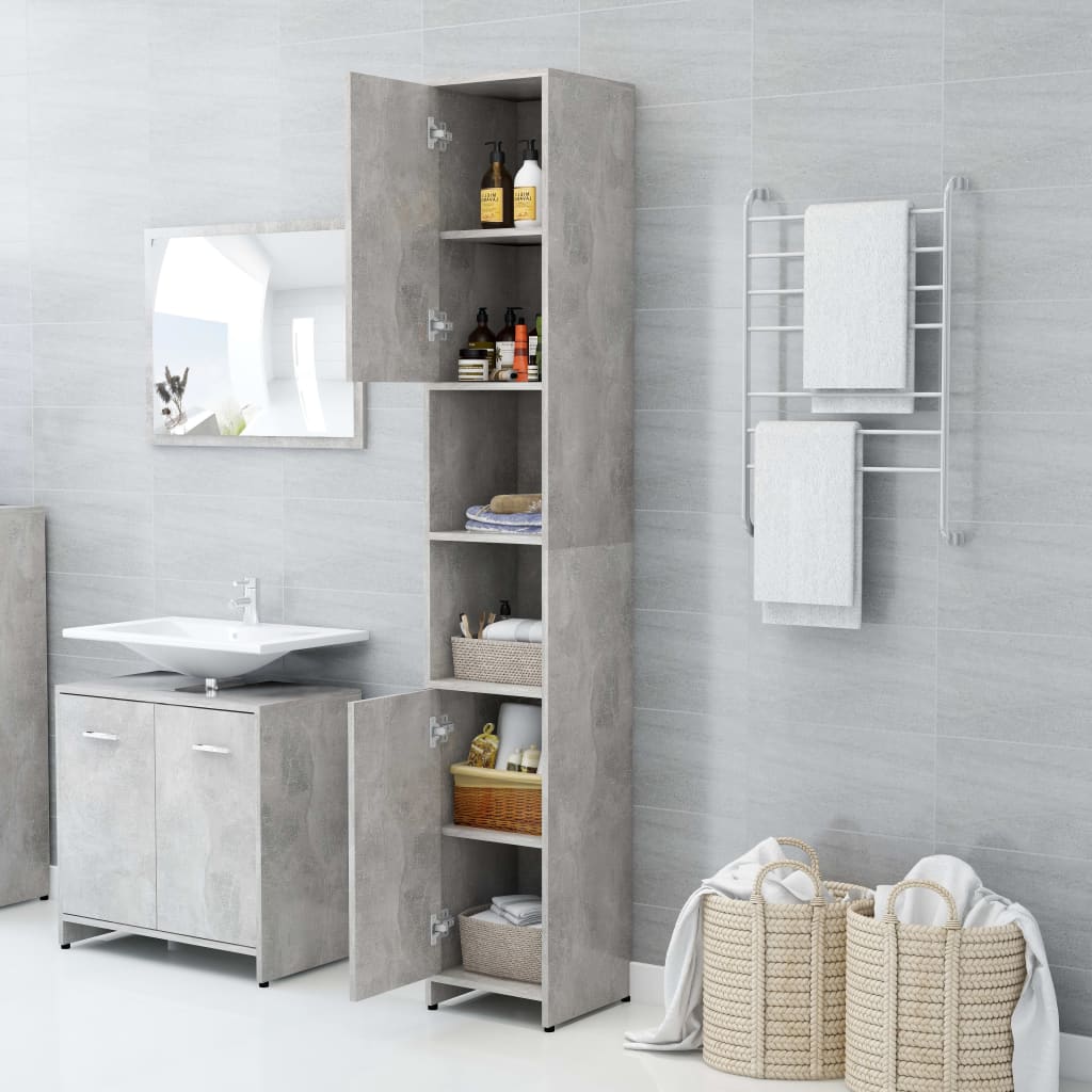 Bathroom Cabinet Concrete Grey 30x30x183.5 cm Engineered Wood