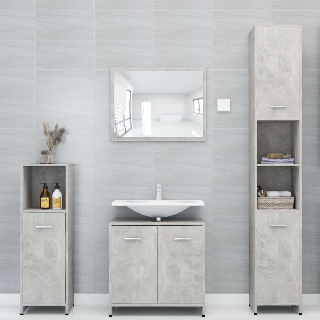 Bathroom Cabinet Concrete Grey 30x30x183.5 cm Engineered Wood