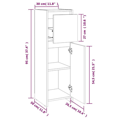 Bathroom Cabinet White 30x30x95 cm Engineered Wood