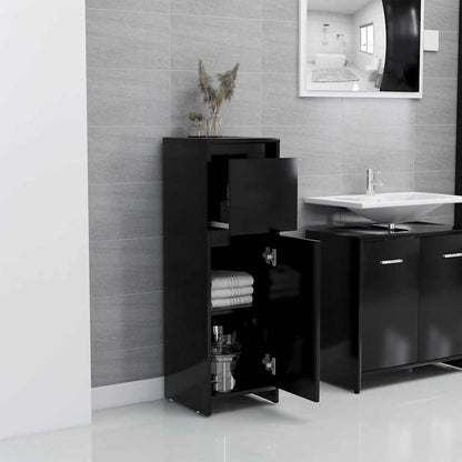 Bathroom Cabinet Black 30x30x95 cm Engineered Wood