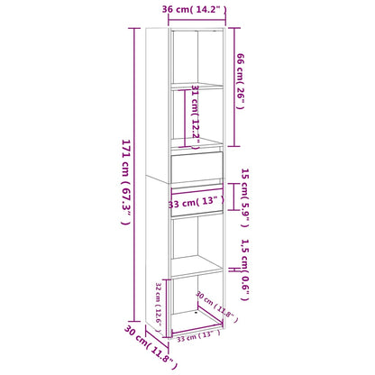 Book Cabinet White 36x30x171 cm Engineered Wood