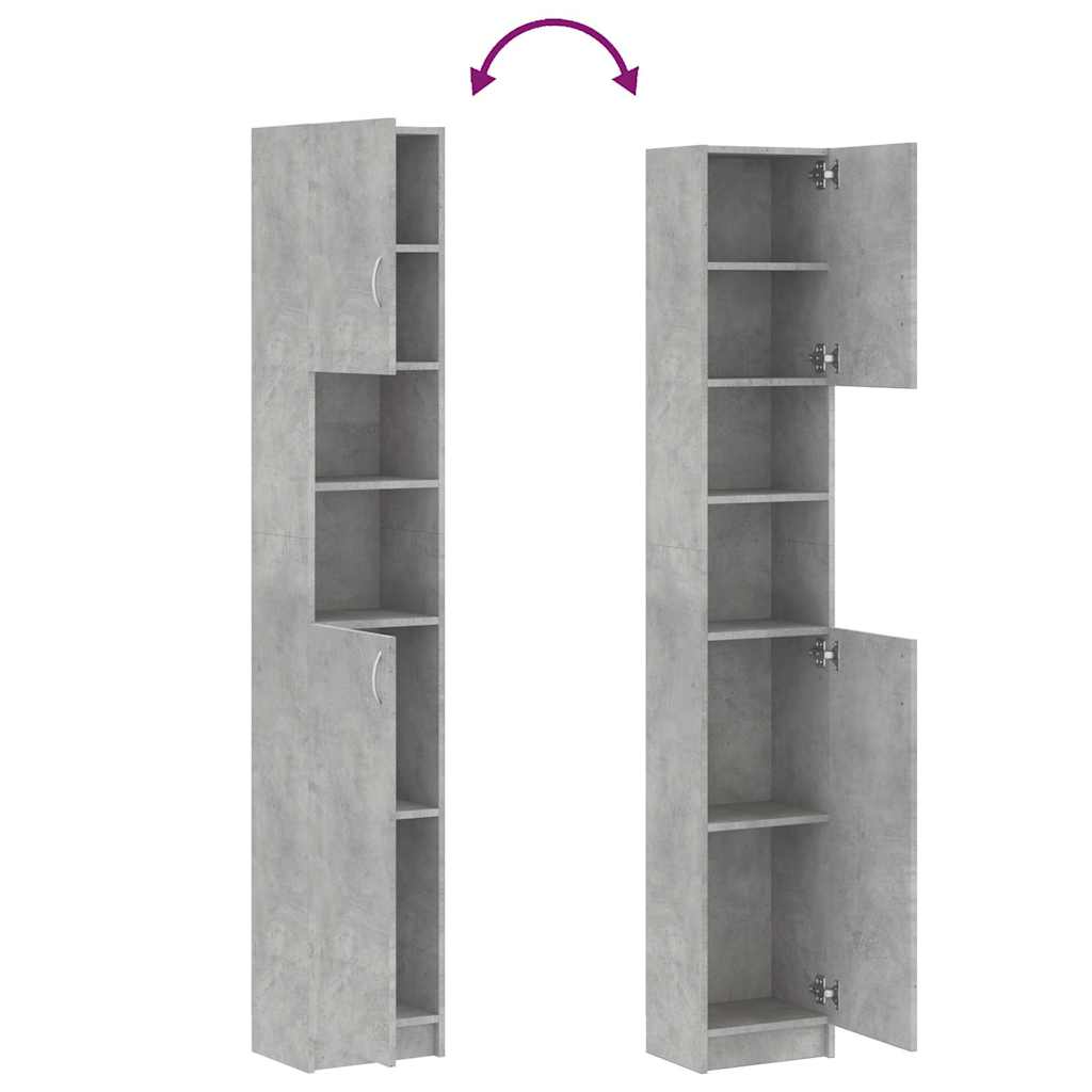Bathroom Cabinet | Concrete grey | Engineered wood | Tall