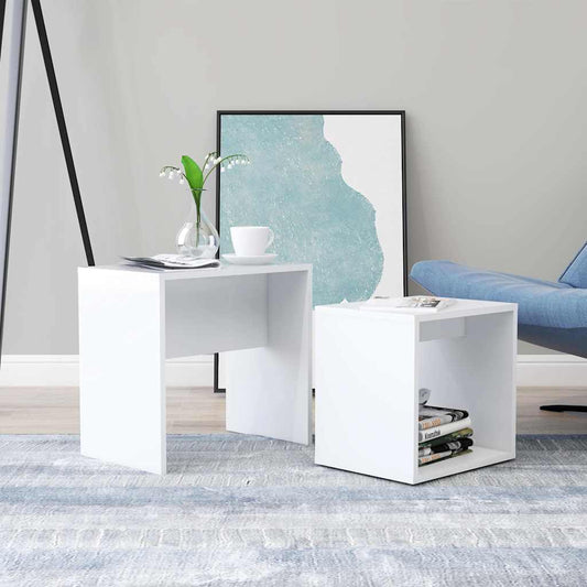Coffee Table | White | Engineered wood | 48 x 30 x 45 cm | Stackable