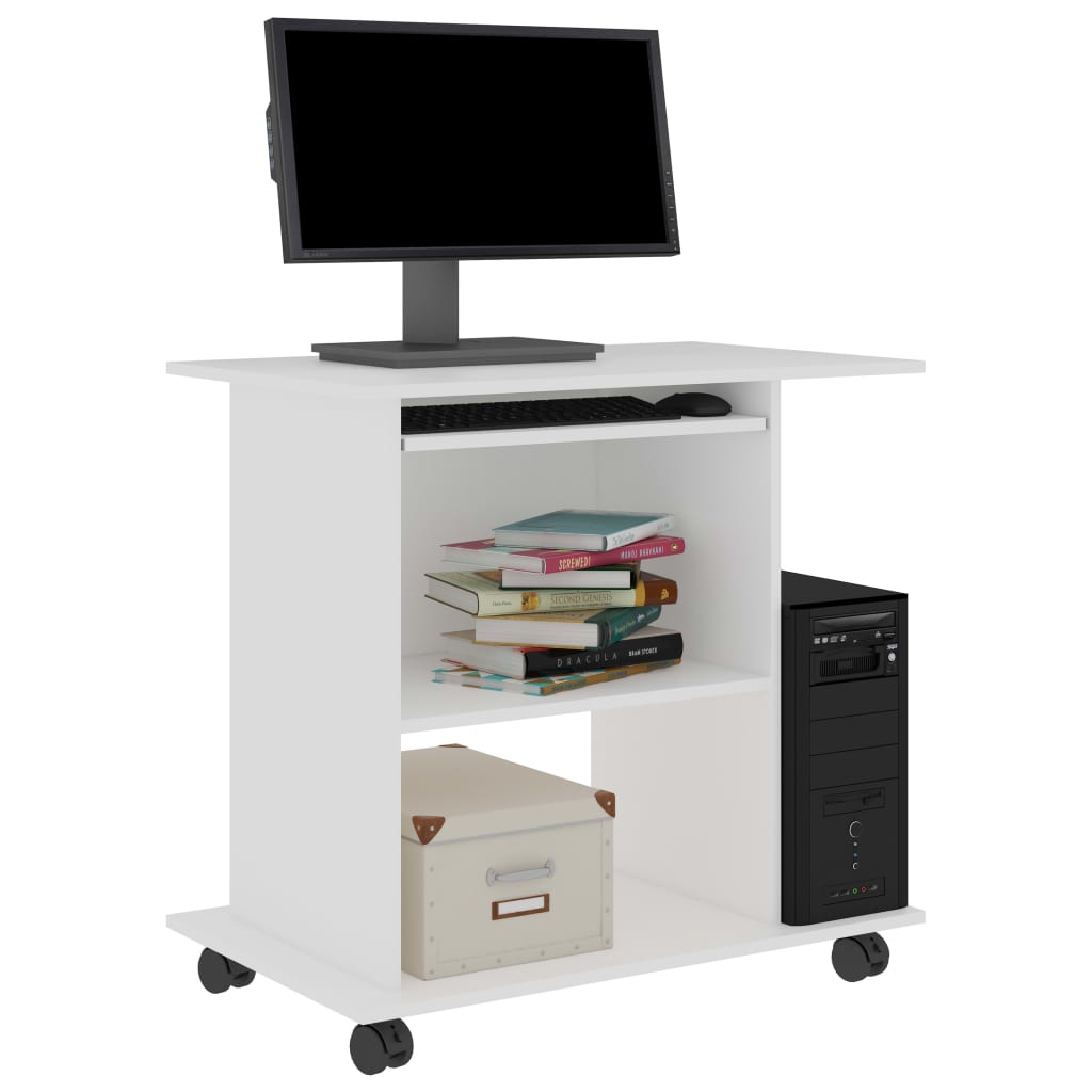 vidaXL Computer Desk White Engineered wood Compact Pull-Out