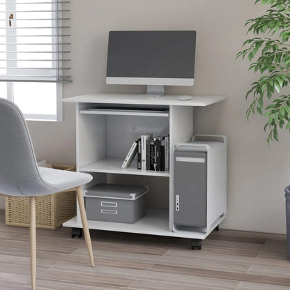vidaXL Computer Desk White Engineered wood Compact Pull-Out