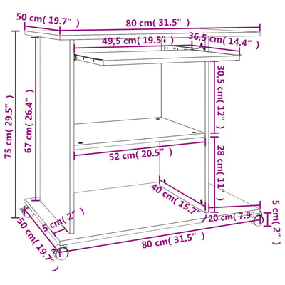 Computer Desk Black 31.5"x19.7"x29.5" Engineered Wood