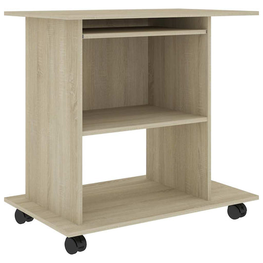 Computer Desk | Sonoma Oak | Engineered Wood | Compact | Pull-Out