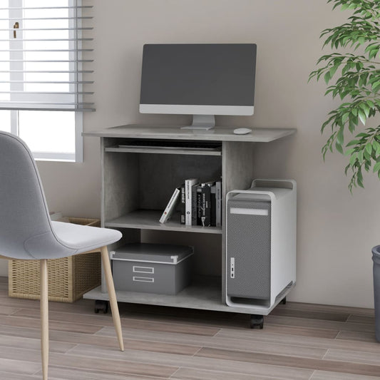Computer Desk | Concrete Grey | Engineered Wood | Compact