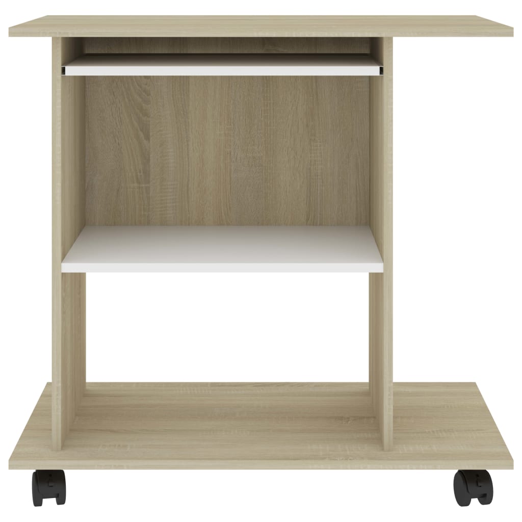 Computer Desk White and Sonoma Oak 31.5"x19.7"x29.5" Engineered Wood