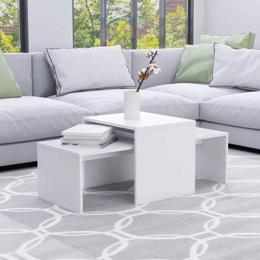 Table | White | Engineered Wood | Medium | Stackable | Nesting Table