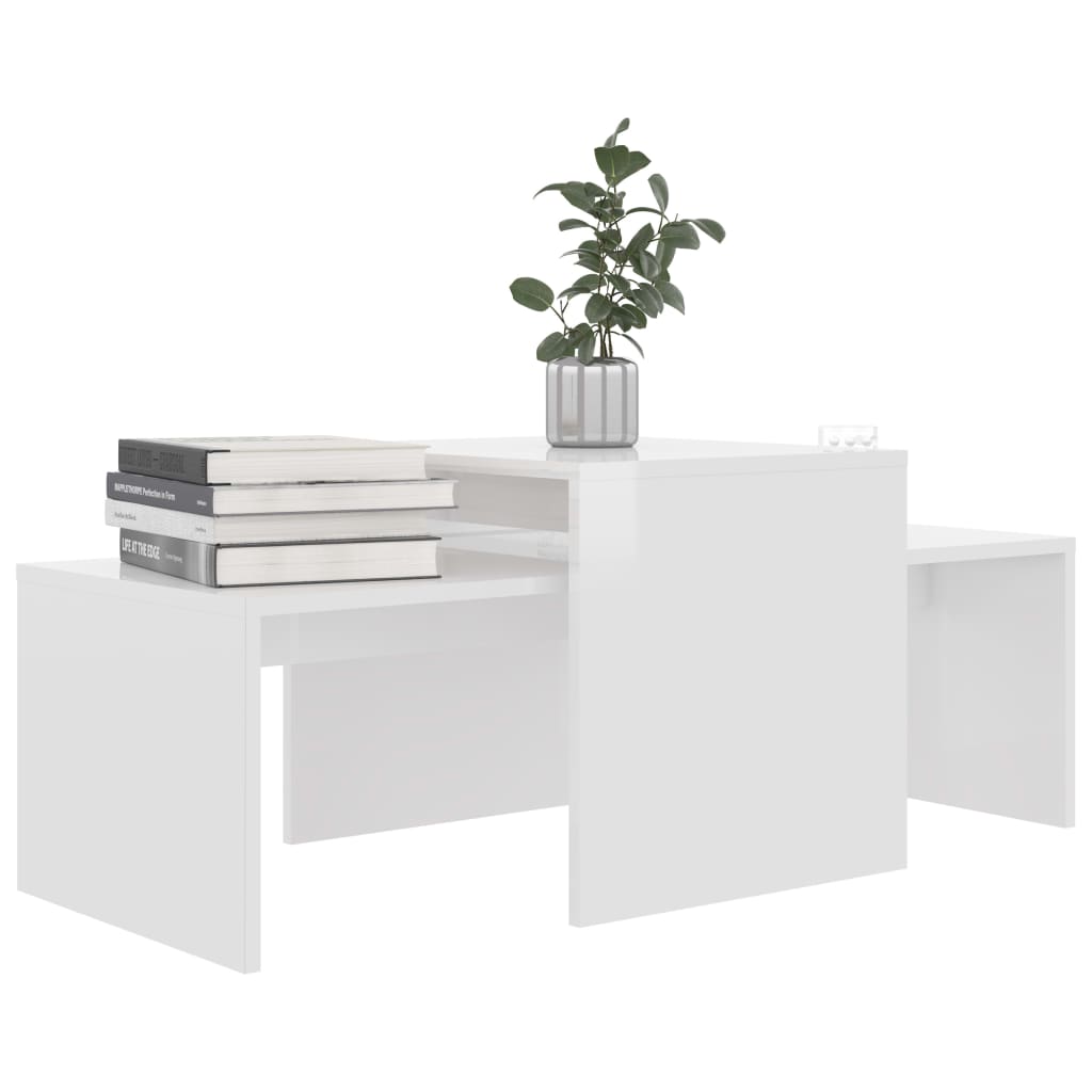 Table | Glossy White | Engineered Wood | 100 x 48 x 40 cm | Expandable