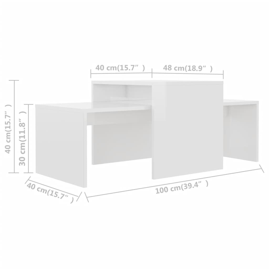 Table | Glossy White | Engineered Wood | 100 x 48 x 40 cm | Expandable