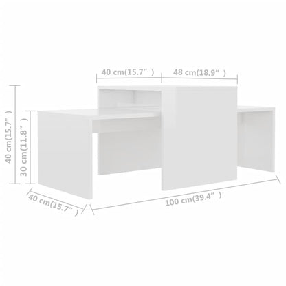 Table | Glossy White | Engineered Wood | 100 x 48 x 40 cm | Expandable