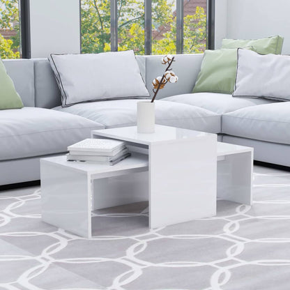Table | Glossy White | Engineered Wood | 100 x 48 x 40 cm | Expandable