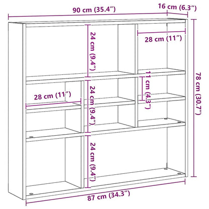Wall Shelf White 90x16x78 cm Engineered Wood