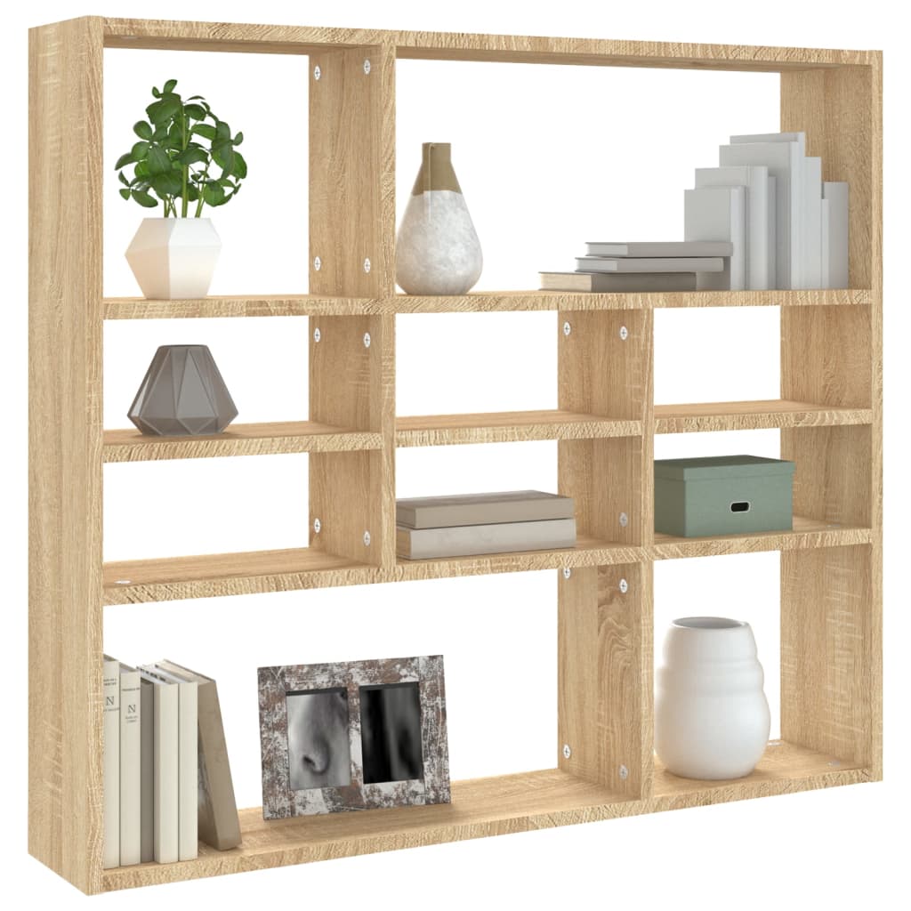 Wall Shelf Sonoma Oak 90x16x78 cm Engineered Wood