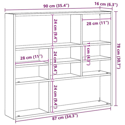 Wall Shelf Concrete Grey 90x16x78 cm Engineered Wood