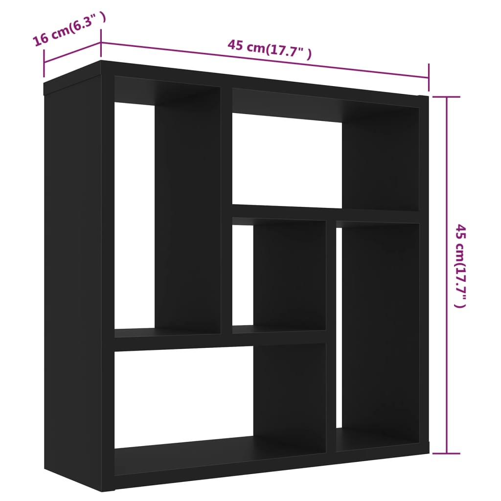 Wall Shelf Black 45.1x16x45.1 cm Engineered Wood