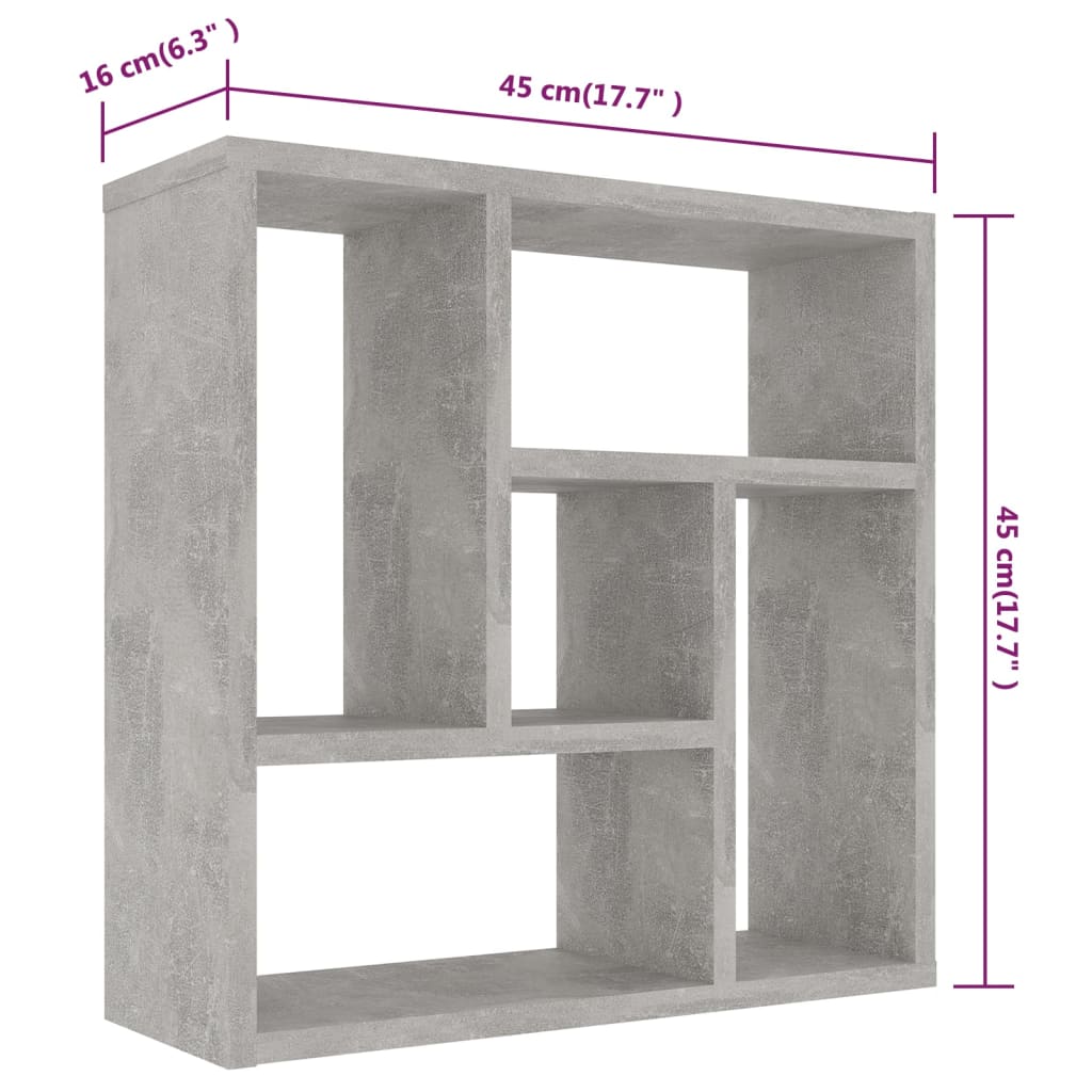 Wall Shelf Concrete Grey 45.1x16x45.1 cm Engineered Wood