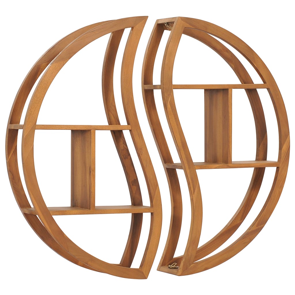 Yin Yang Wall Shelf 100x20x100 cm Solid Teak Wood