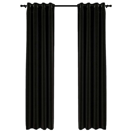 Linen-Look Blackout Curtains 2 pcs Anthracite 140x245cm