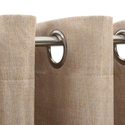 Linen-Look Blackout Curtains with Grommets 2pcs Beige 140x245cm