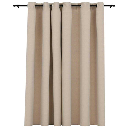 Linen-Look Blackout Curtain with Grommets Beige 290x245cm