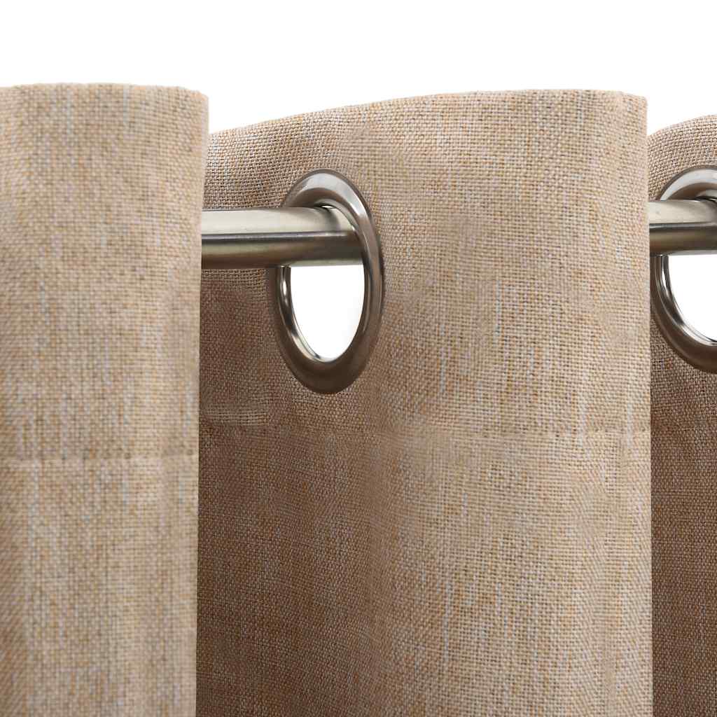 Linen-Look Blackout Curtain with Grommets Beige 290x245cm