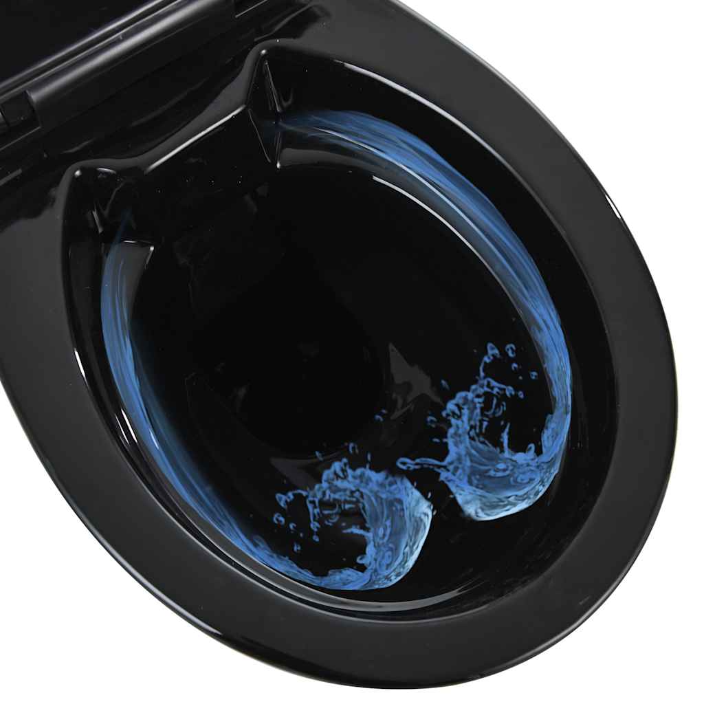Rimless Toilet 7 cm Extra Height Soft Close Ceramic Black